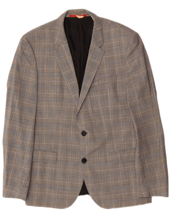 Giacca blazer da uomo a 2 bottoni Hugo Boss EU 52 XL lana pied de poule grigia