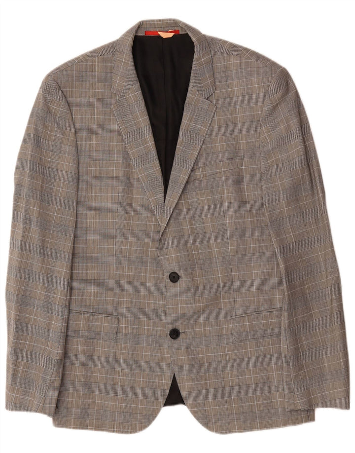 Giacca blazer da uomo a 2 bottoni Hugo Boss EU 52 XL lana pied de poule grigia