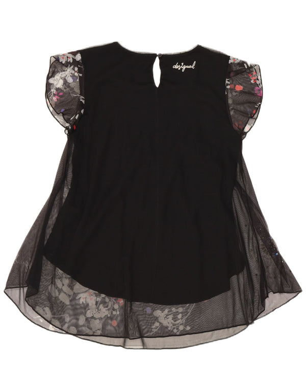 Desigual Camicetta lunga da donna Top UK 10 Piccolo poliestere floreale nero