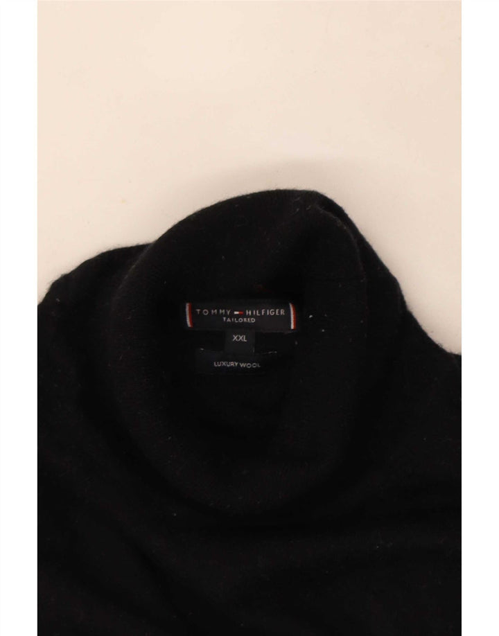Maglione maglione a collo alto da uomo Tommy Hilfiger 2XL lana nera
