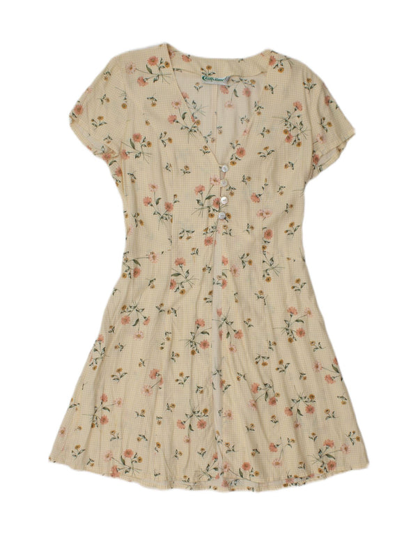 CHILLYTIME Abito da spiaggia a trapezio da donna UK 12 Viscosa floreale beige medio