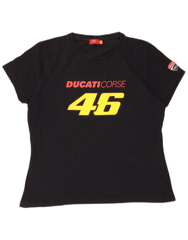 T-shirt grafica da donna Ducati Top UK 18 XL cotone nero