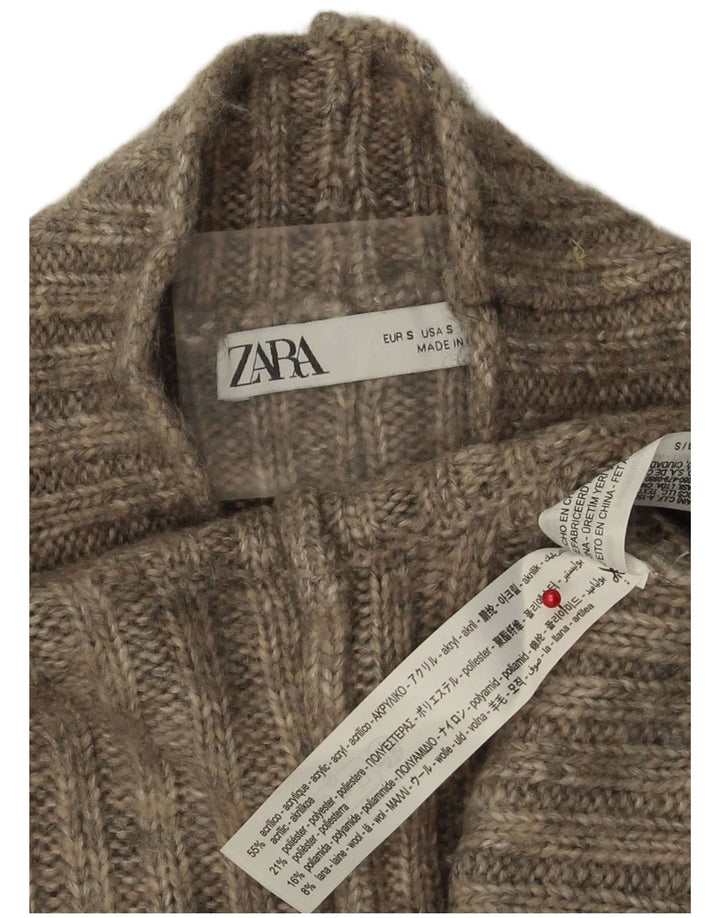 Maglione a collo alto da donna Zara UK 10 piccolo acrilico grigio