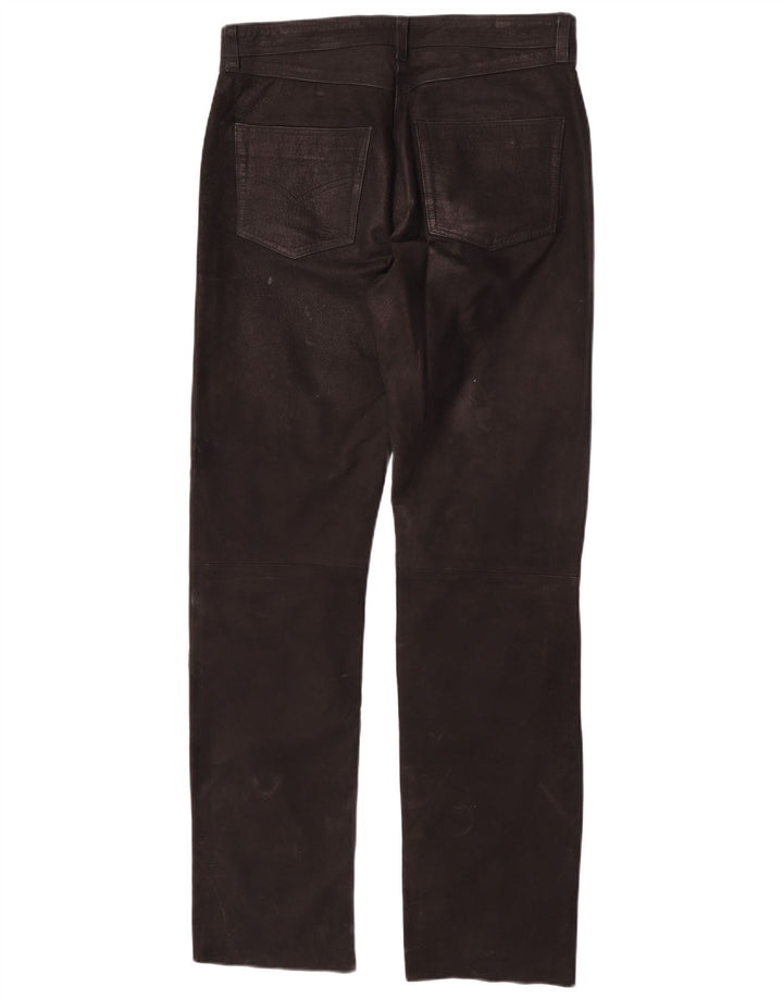 Pantaloni dritti in pelle vintage da uomo W30 L32 neri