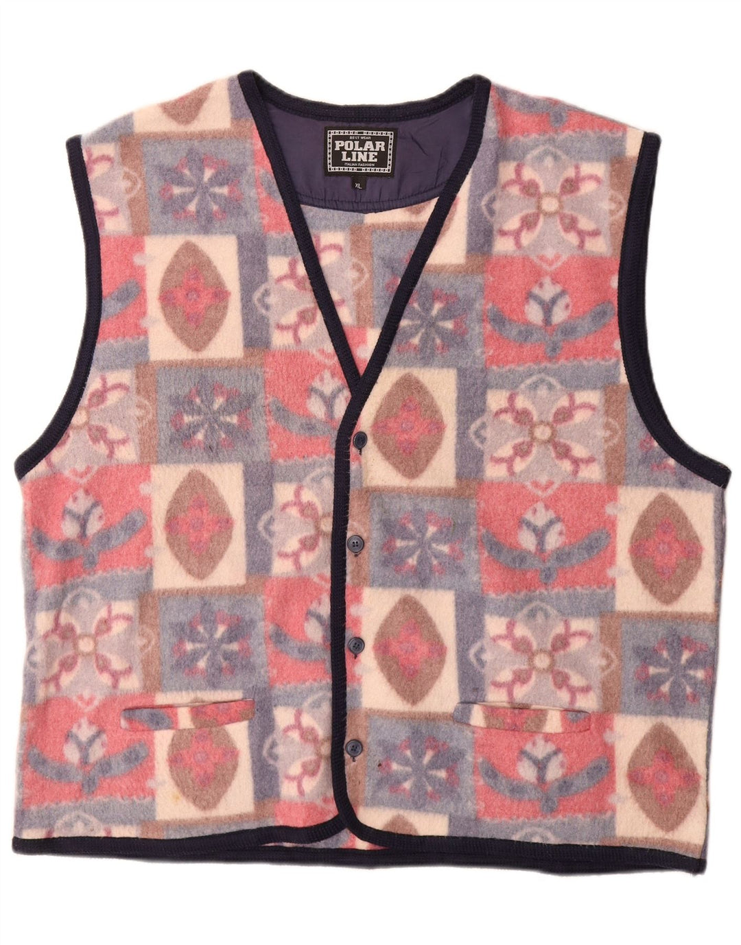 Gilet in pile da uomo VINTAGE UK 42 XL Poliestere Fair Isle multicolore