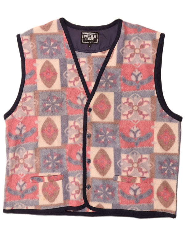 Gilet in pile da uomo VINTAGE UK 42 XL Poliestere Fair Isle multicolore