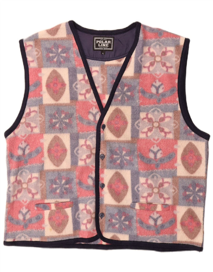 Gilet in pile da uomo VINTAGE UK 42 XL Poliestere Fair Isle multicolore