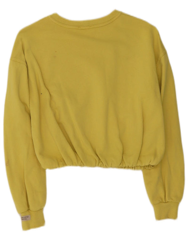 Felpa Crop Bambina Benetton 11-12 Anni 2XL Cotone Giallo