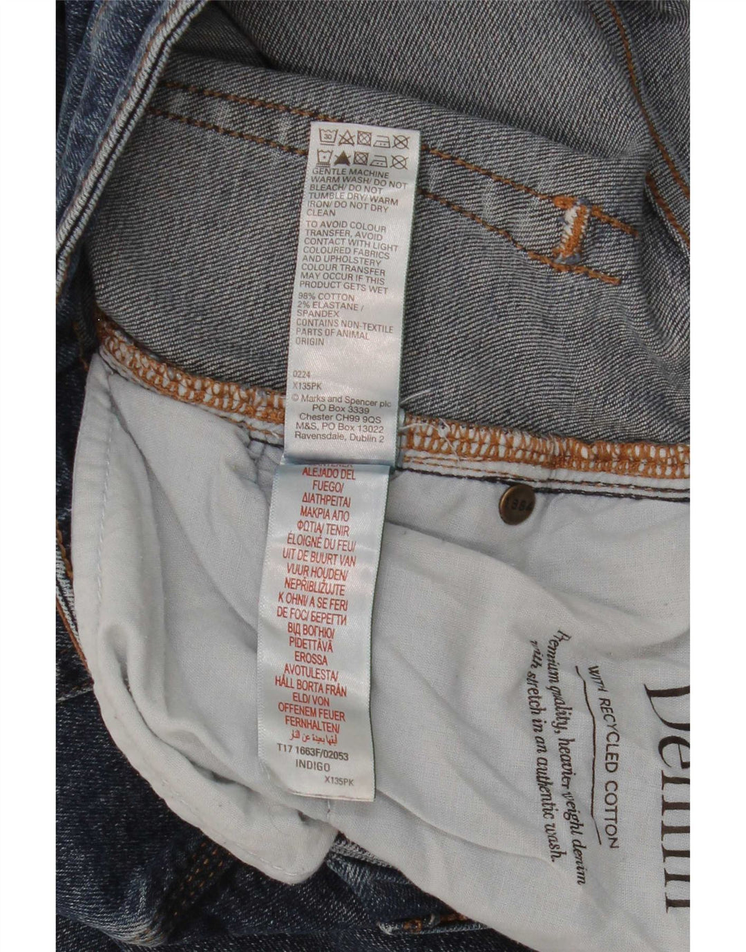 Jeans dritti da uomo Marks & Spencer SW38 L31 cotone blu