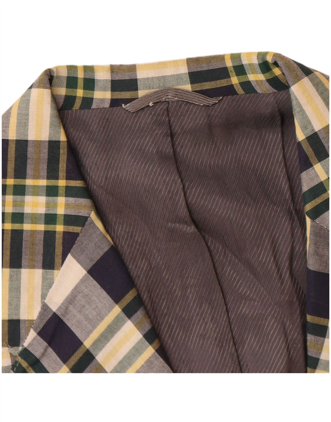 Giacca blazer vintage da uomo a 2 bottoni con piccoli quadri blu navy