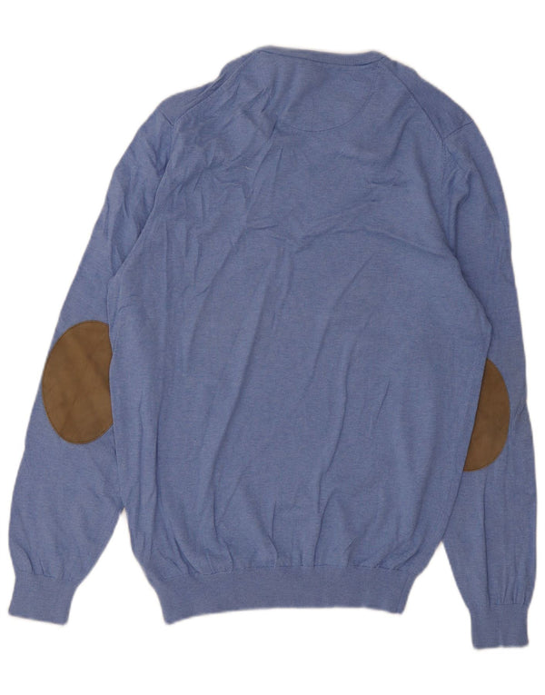Maglione da uomo con scollo a V Massimo Dutti in cotone blu medio