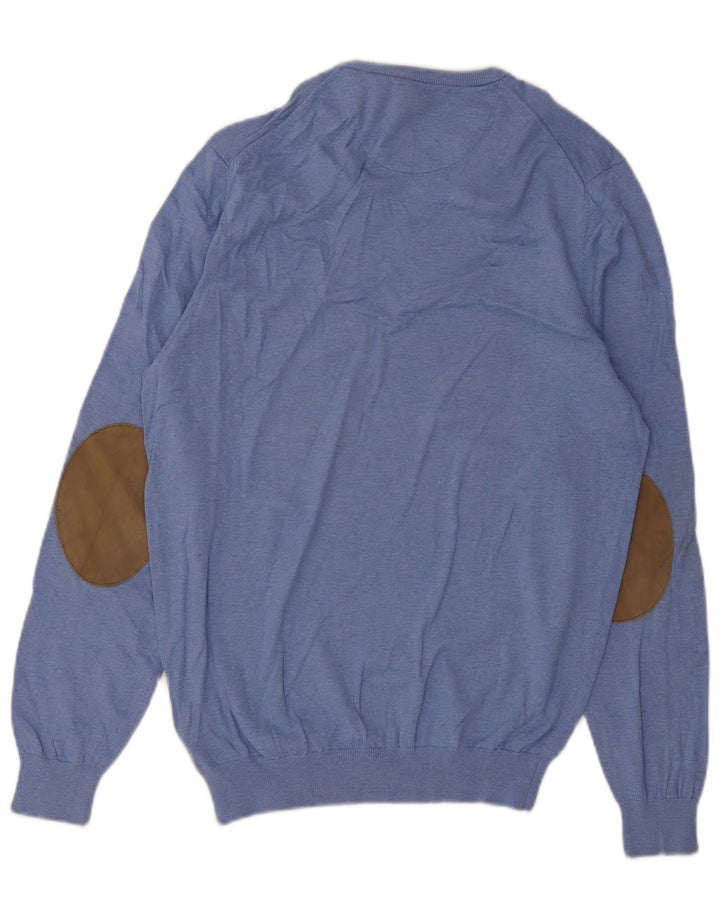 Maglione da uomo con scollo a V Massimo Dutti in cotone blu medio