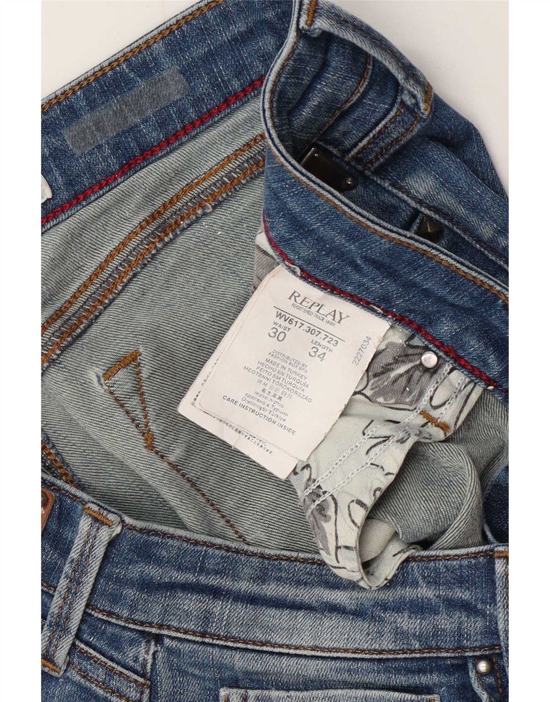 Replay Jeans slim invecchiati da donna W30 L34 cotone blu