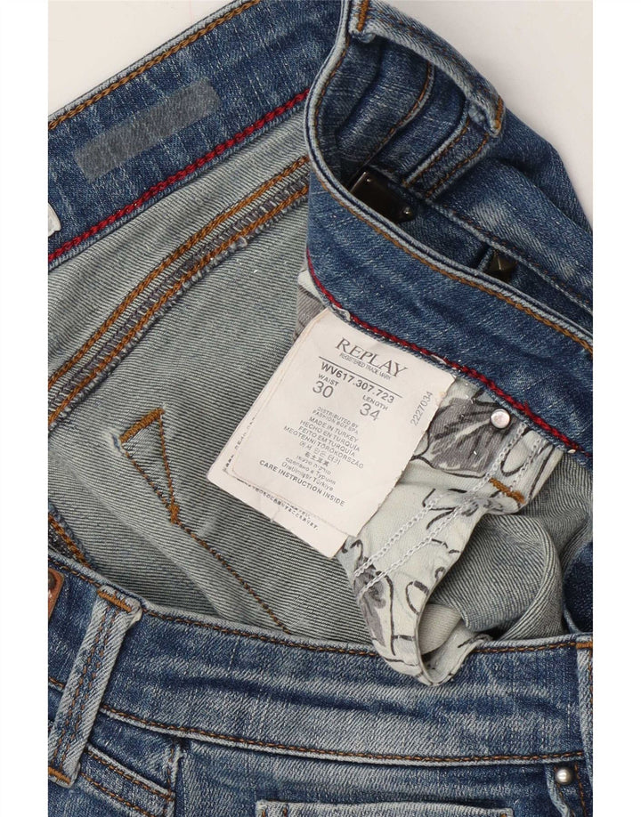 Replay Jeans slim invecchiati da donna W30 L34 cotone blu