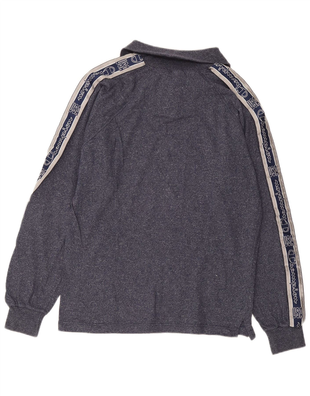 Champion Top da uomo con zip e collo grafico a maniche lunghe, grande, blu navy screziato
