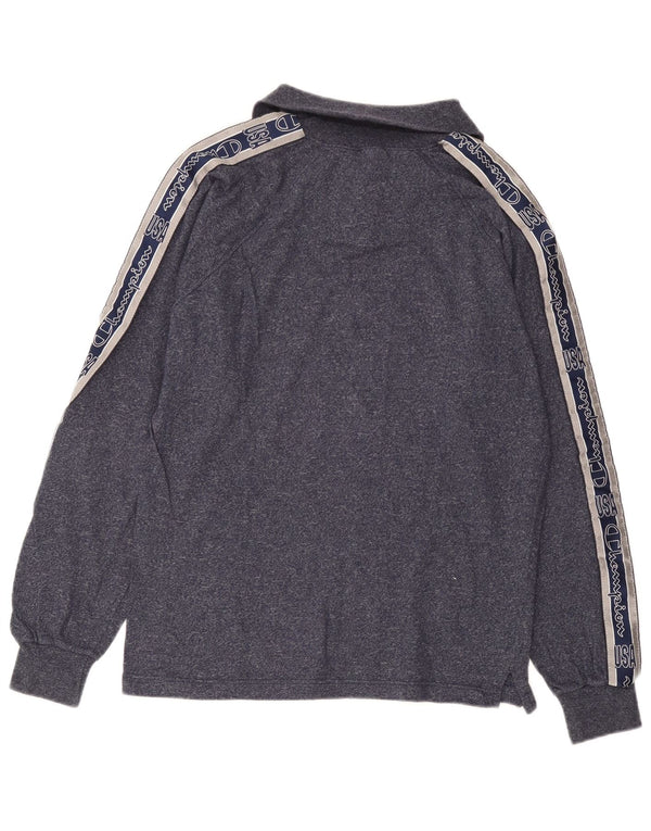 Champion Top da uomo con zip e collo grafico a maniche lunghe, grande, blu navy screziato