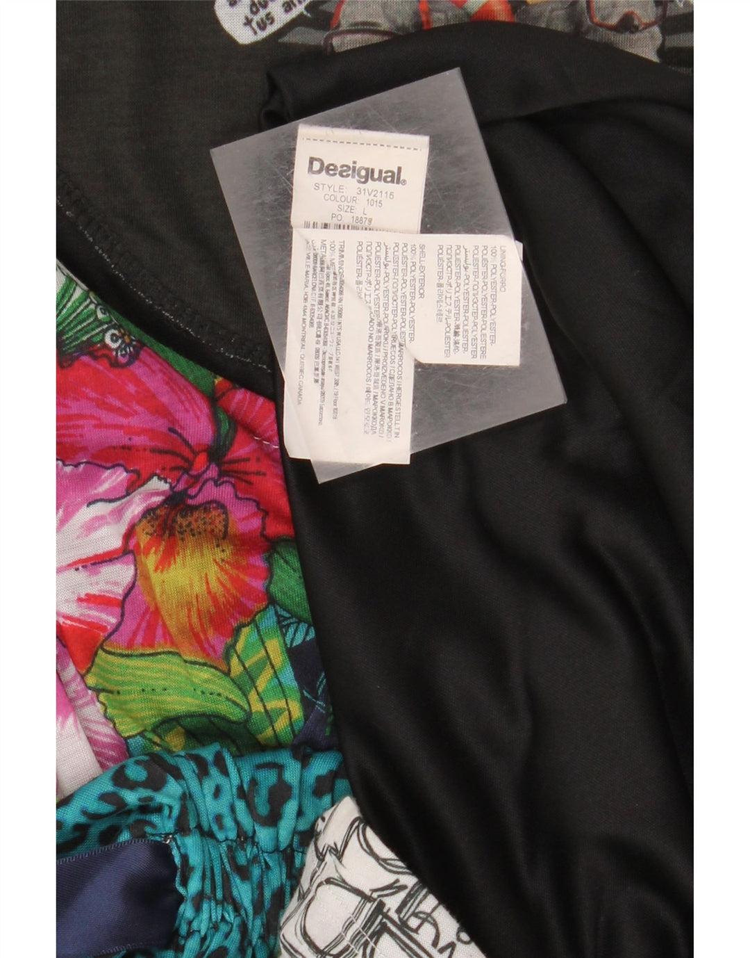 Desigual Womens Graphic Basic Dress UK 14 Large Poliestere multicolore