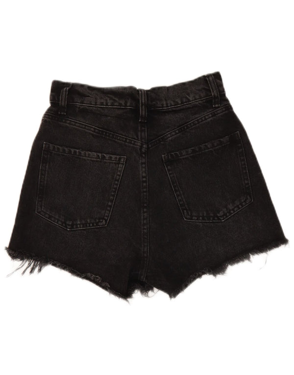 Pantaloncini di jeans a vita alta a gamba larga da donna Zara EU 32 2XS W22 cotone nero