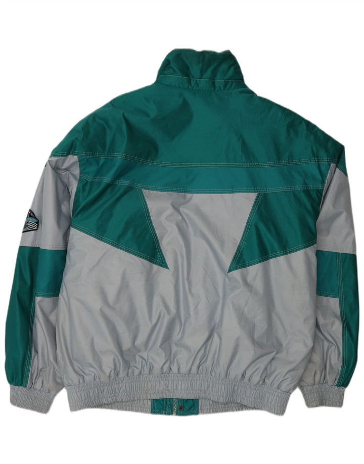 Giacca da sci grafica da uomo vintage EU 48 Poliammide color block verde medio