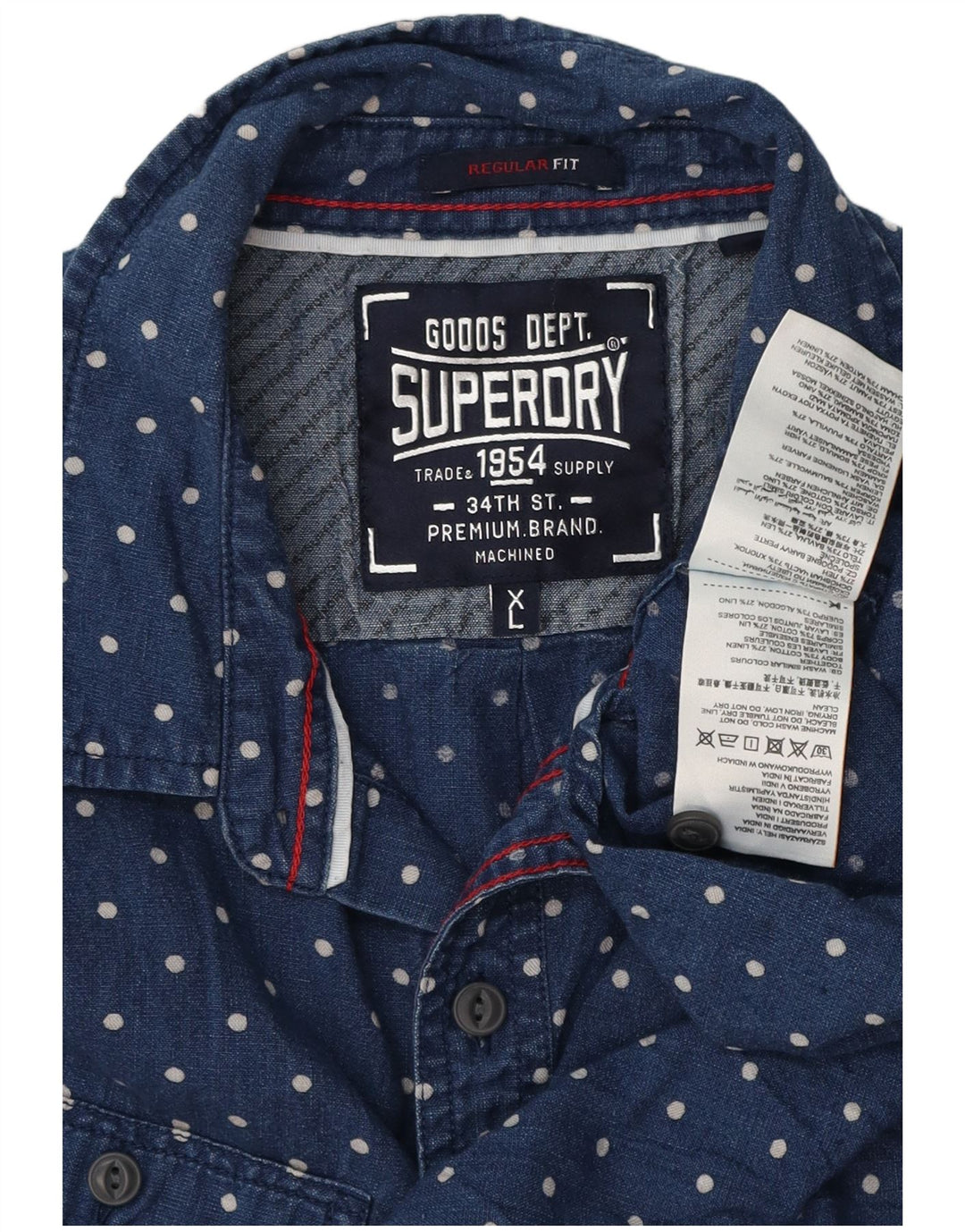 Camicia a maniche corte da uomo vestibilità regolare SUPERDRY XL cotone maculato blu