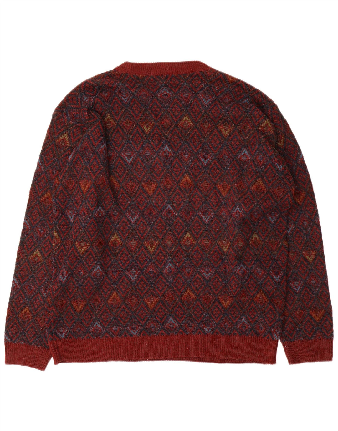Maglione maglione girocollo da uomo Marks & Spencer grande acrilico geometrico rosso