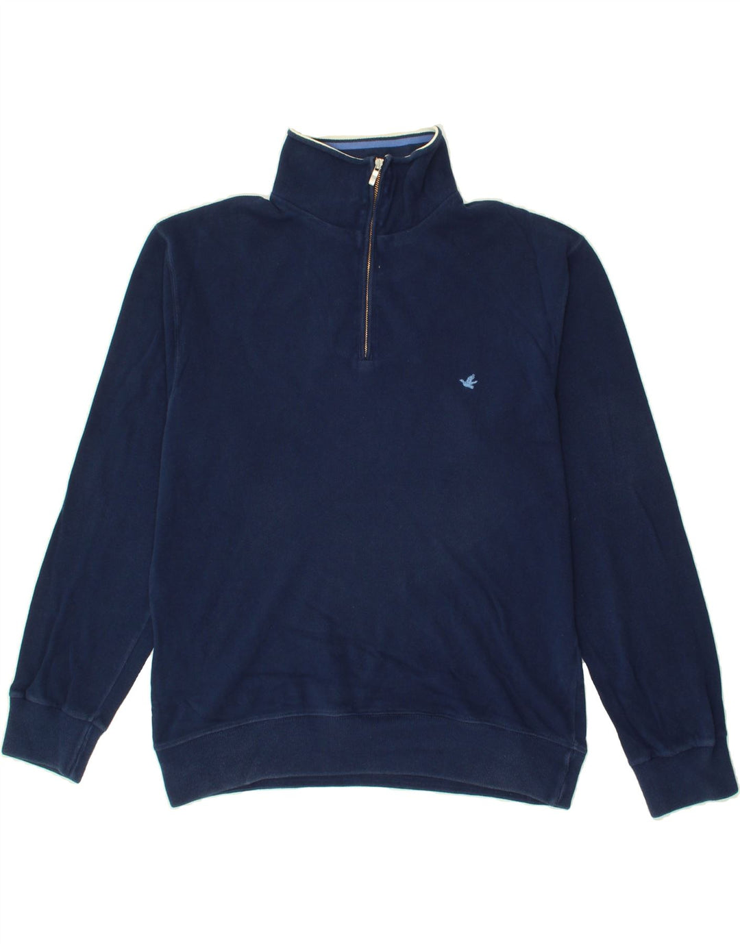 BROOKSFIELD Mens Zip Neck Sweatshirt Jumper IT 52 Large Navy Blue Cotton Vintage Brooksfield and Second-Hand Brooksfield from Messina Hembry 