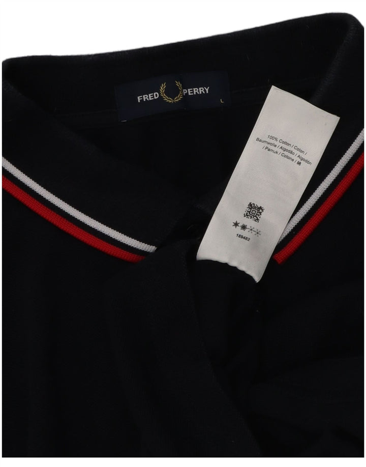 Polo da uomo Fred Perry grande in cotone blu navy