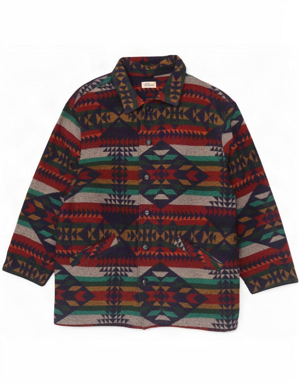 Cappotto da uomo S.Oliver UK 40 Grande lana Fair Isle multicolore