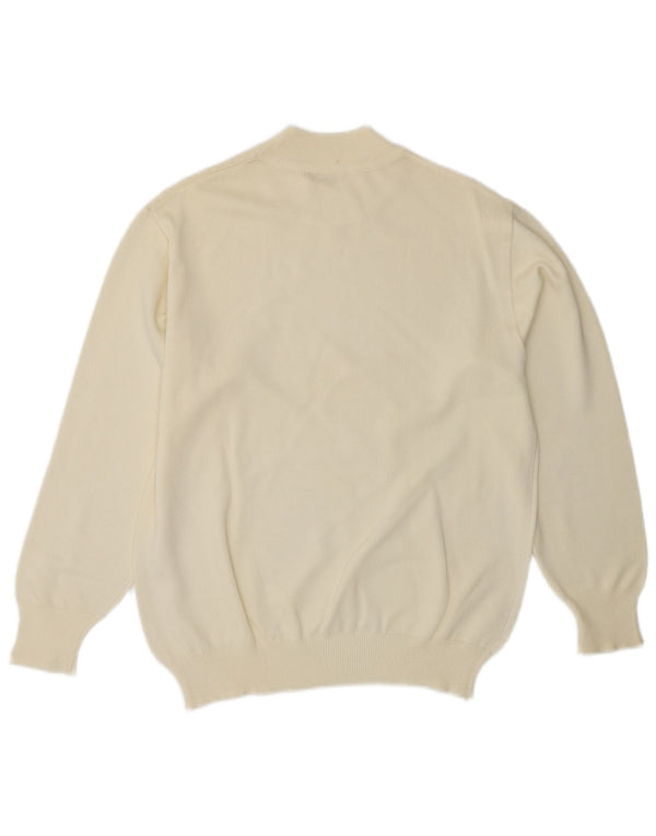 Maglione maglione collo alto da donna VINTAGE UK 14 medio bianco sporco