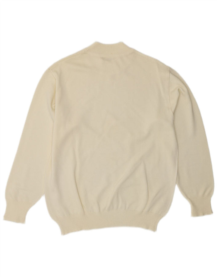 Maglione maglione collo alto da donna VINTAGE UK 14 medio bianco sporco