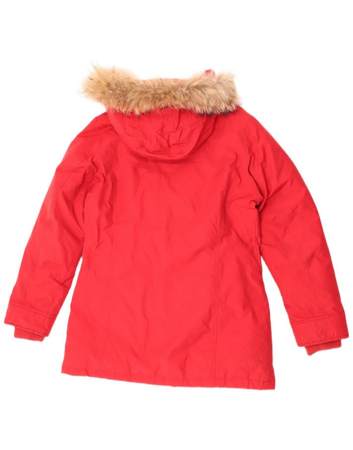 Giacca imbottita con cappuccio da donna Rifle UK 14 cotone rosso medio