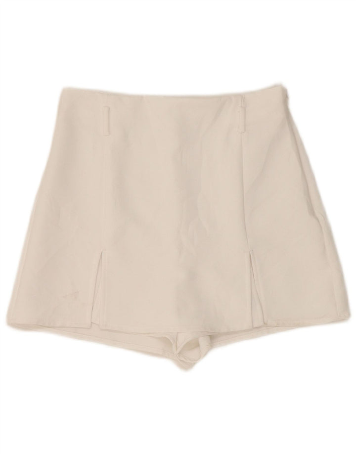 Pantaloncini casual a vita alta da donna Zara piccoli W26 poliestere bianco