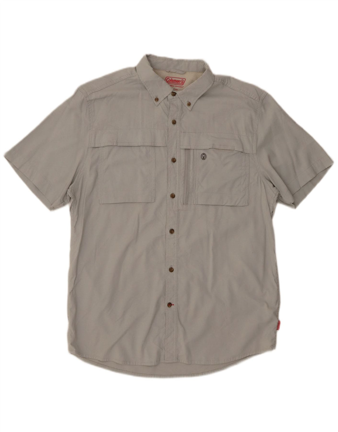 Camicia vintage da uomo a maniche corte grande in cotone grigio