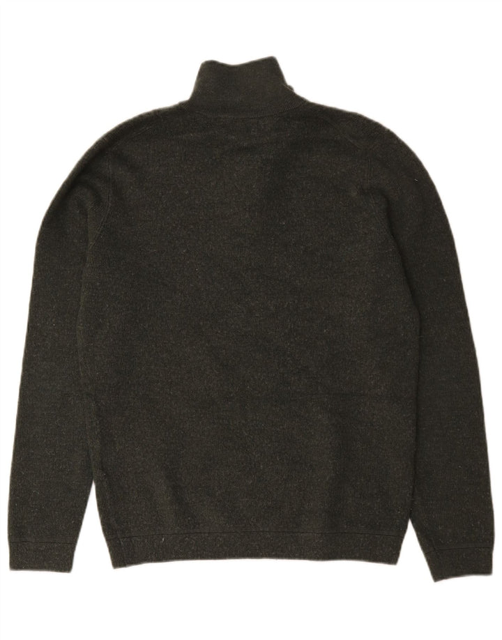 Maglione da uomo con zip e collo Superdry in lana merino kaki media