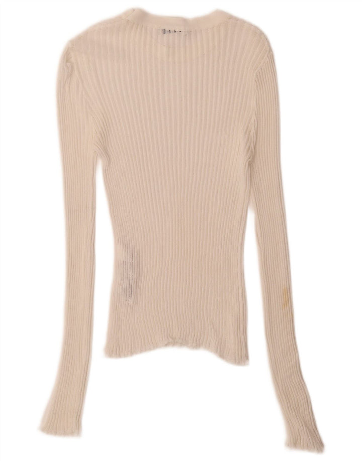Top Zara da donna a maniche lunghe UK 8 Small in viscosa bianca