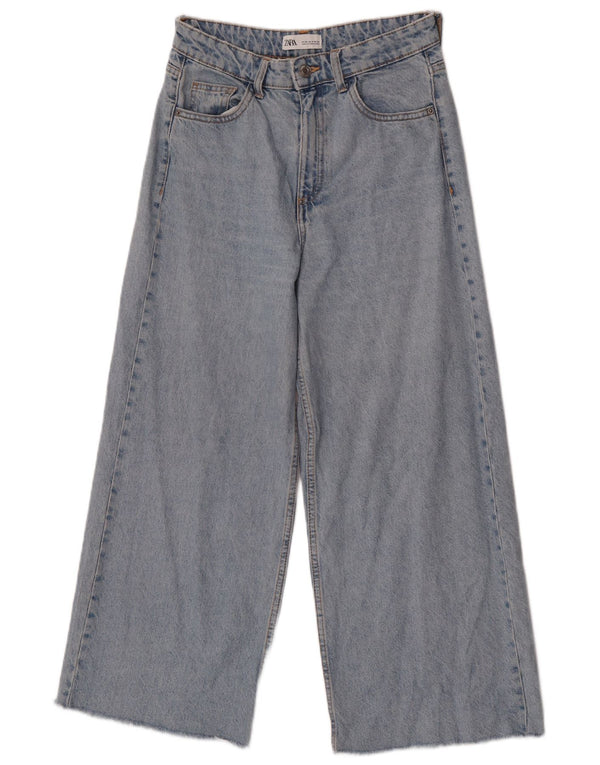 Jeans Zara da donna a gamba larga a vita alta EU 36 XS W26 L25 cotone blu