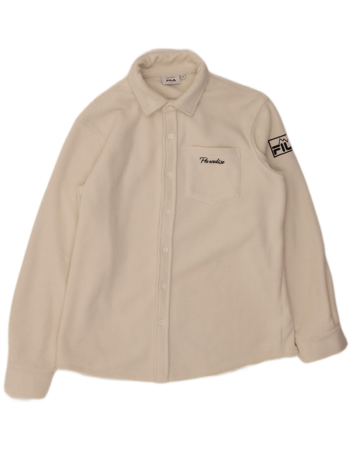 Camicia in pile grafica da uomo FILA poliestere bianco medio