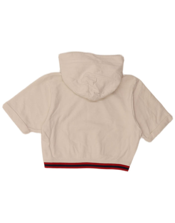 Maglione con cappuccio a maniche corte con grafica corta da donna CHAMPION UK 10 piccolo bianco