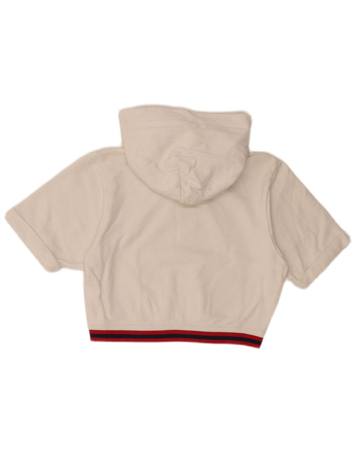 Maglione con cappuccio a maniche corte con grafica corta da donna CHAMPION UK 10 piccolo bianco