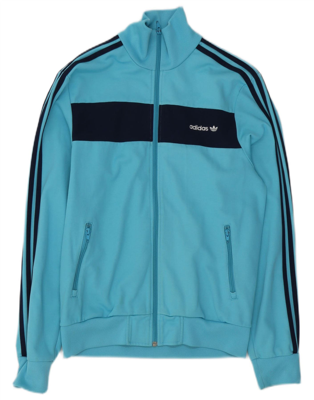 Giacca da ginnastica da uomo Adidas Top in cotone color block blu medio