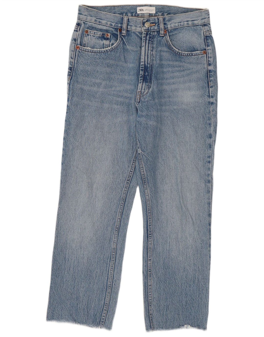 Jeans dritti corti da donna Zara EU 38 piccoli W28 L25 blu