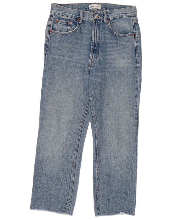 Jeans dritti corti da donna Zara EU 38 piccoli W28 L25 blu