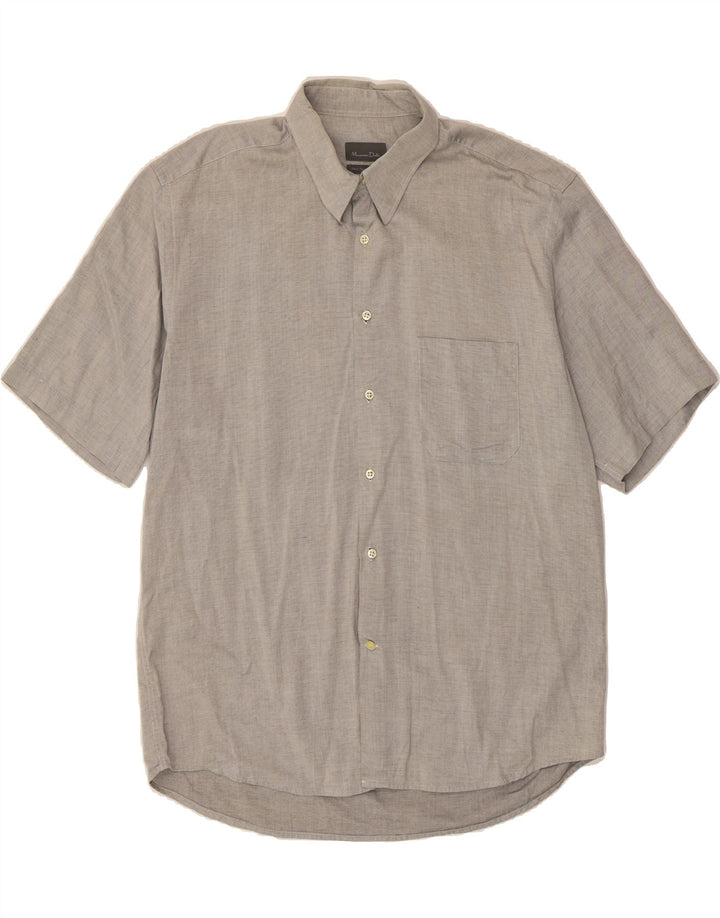 MASSIMO DUTTI Mens Short Sleeve Shirt Size 44 XL Grey Check Cotton Vintage Massimo Dutti and Second-Hand Massimo Dutti from Messina Hembry 