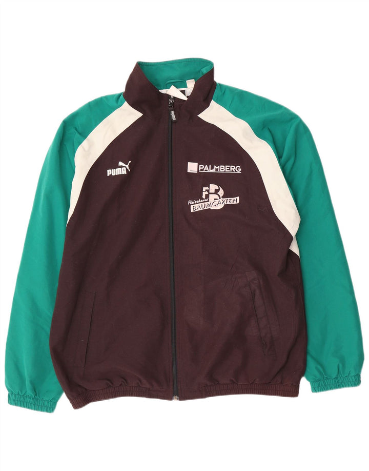 Giacca sportiva da uomo con grafica Puma, grande, in poliestere color block marrone