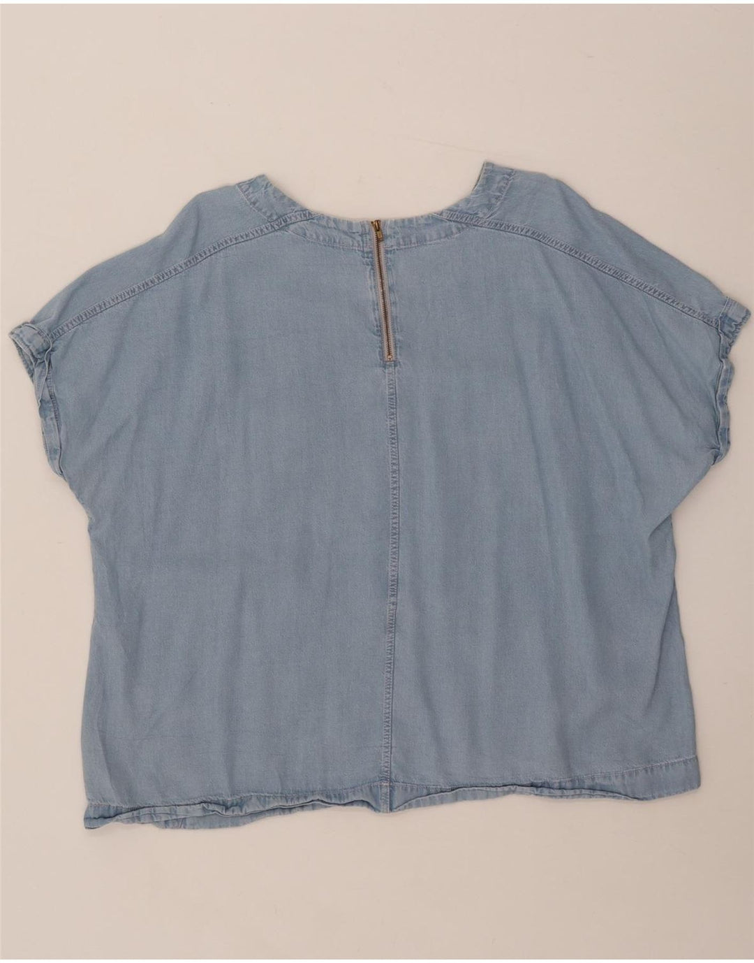 MARKS & SPENCER Camicetta di jeans da donna Top UK 20 2XL Lyocell blu
