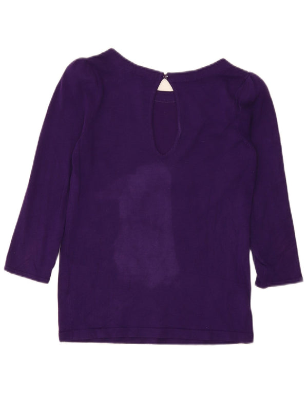 Topshop Donna Crop Top Manica 3/4 UK 10 Small Viola Viscosa