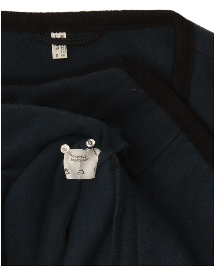 Maglione cardigan da donna vintage UK 12 lana blu navy media