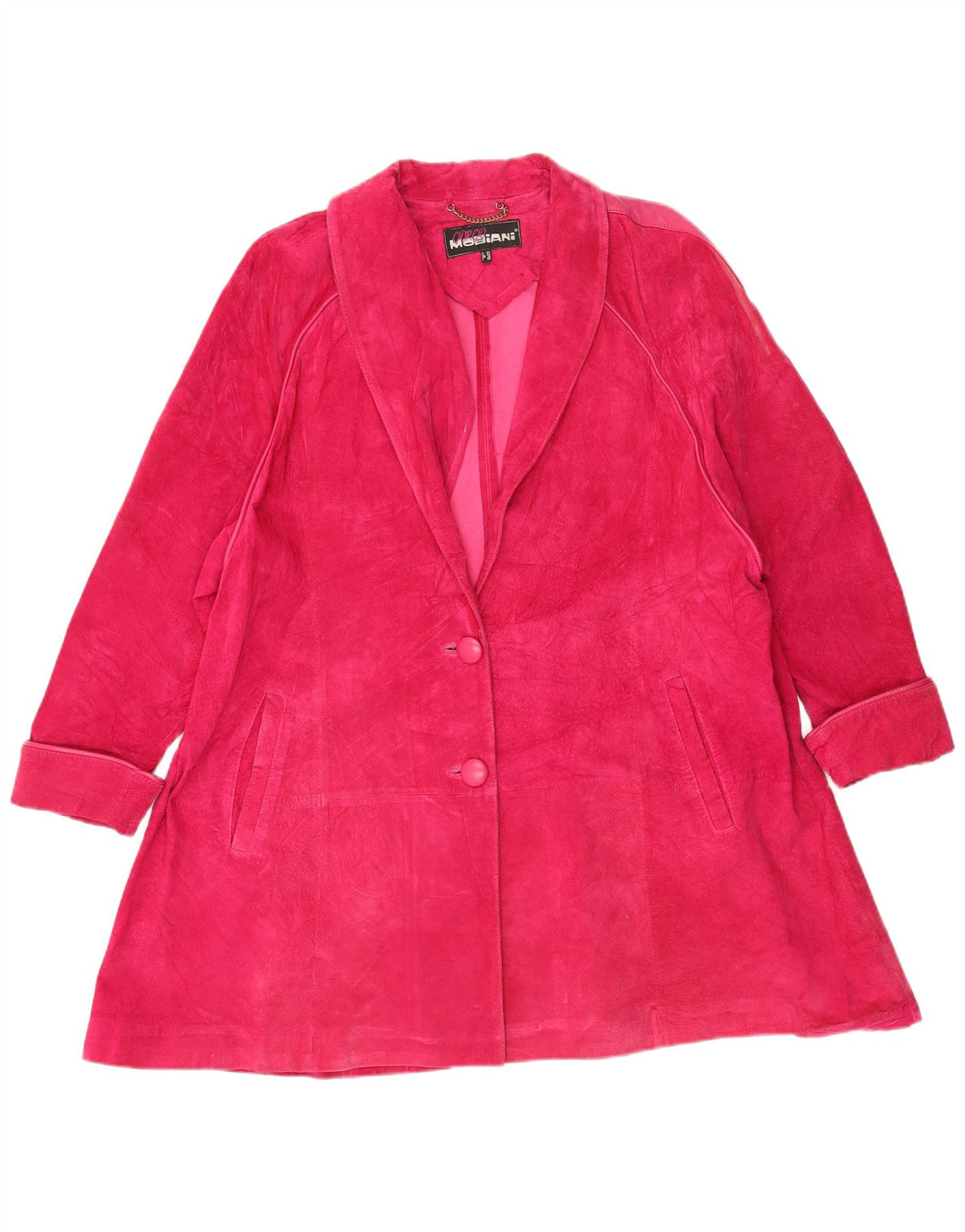 Soprabito in pelle scamosciata da donna Giorgio Mobiani UK 18 XL Rosa