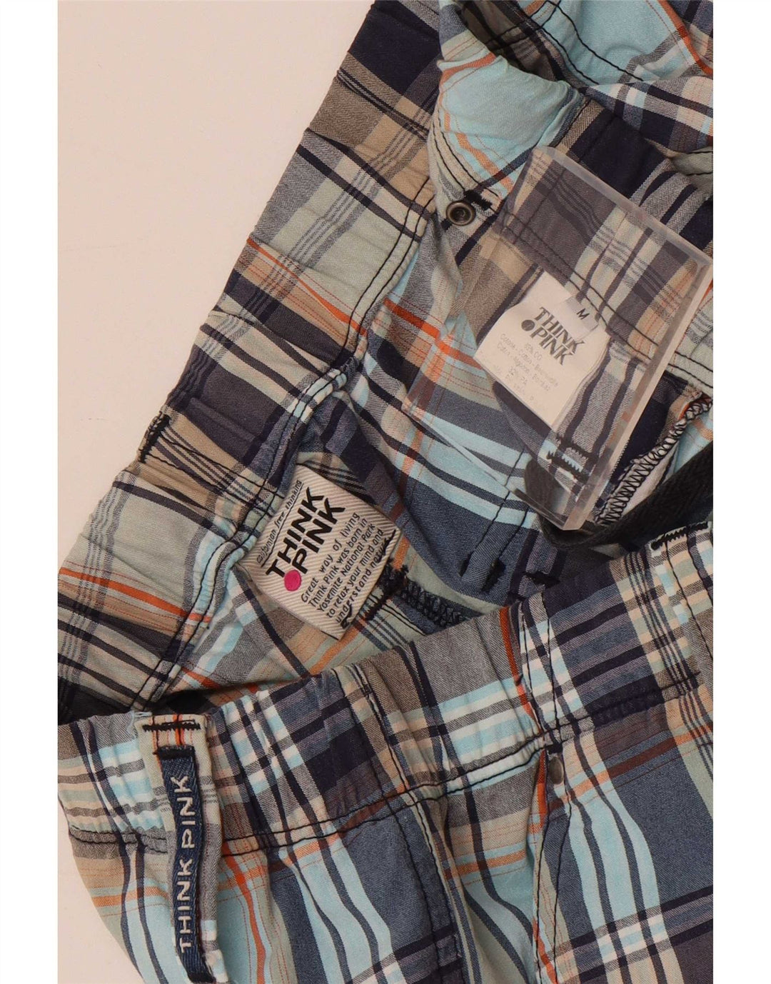 Pantaloni chino larghi da uomo Think Pink medi W30 L29 a quadri multicolore