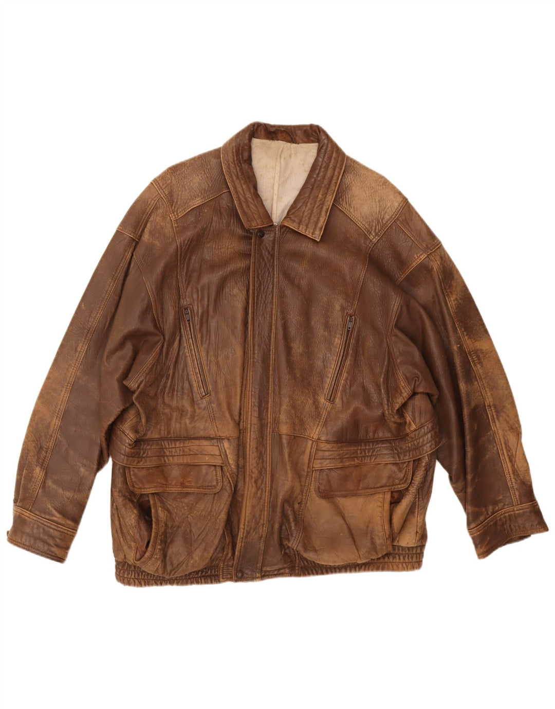 Giacca in pelle vintage da uomo UK 40 grande marrone